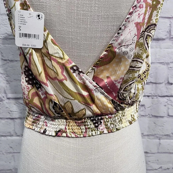 Free People Weekend In Montauk Floral Print Cropped Tank Top Size Small - Picture 10 of 14